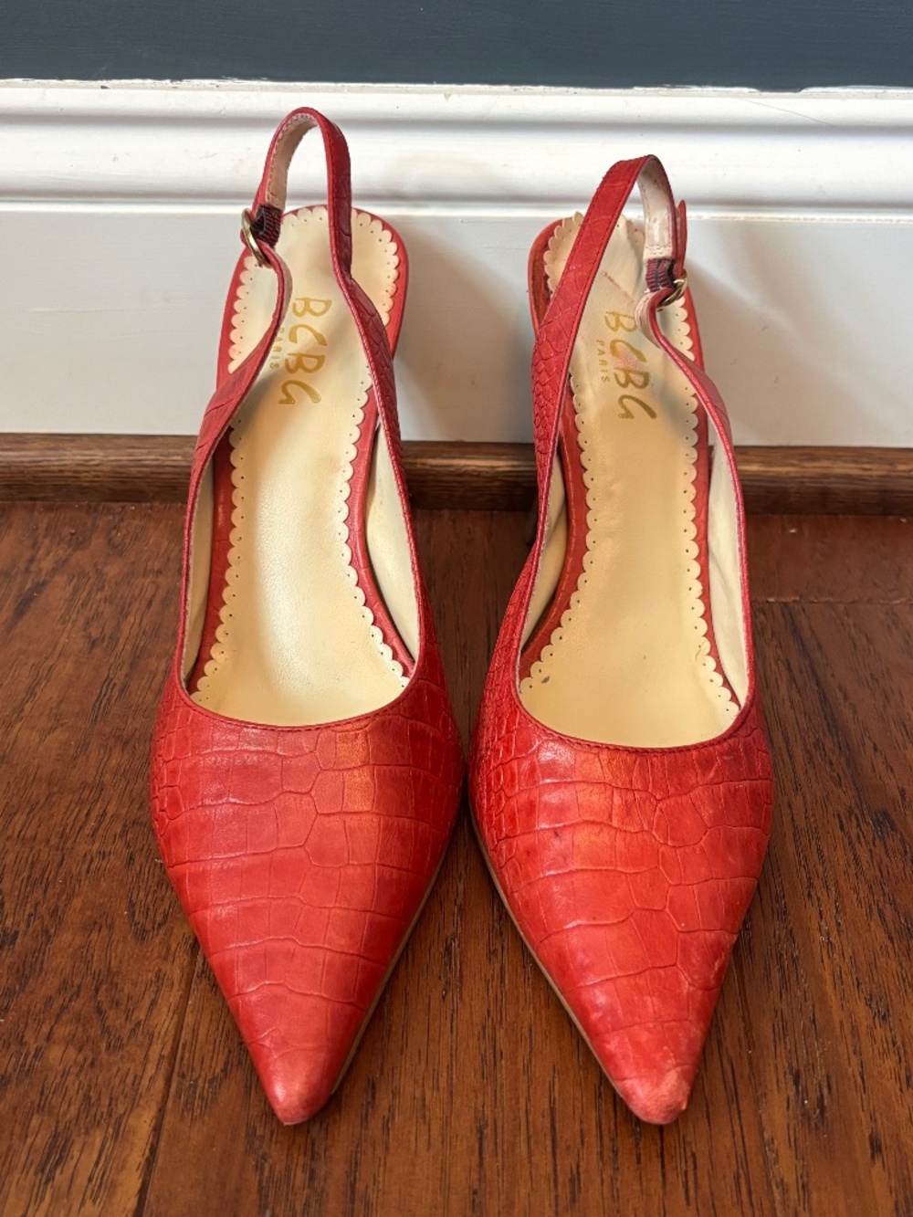 Burnt Orange BCBG Paris Croc Slingback Heels